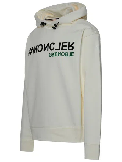 Shop Moncler Grenoble Ivory Cotton Jersey Sweatshirt In White