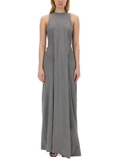 Shop Victoria Beckham Long Dress In Grey