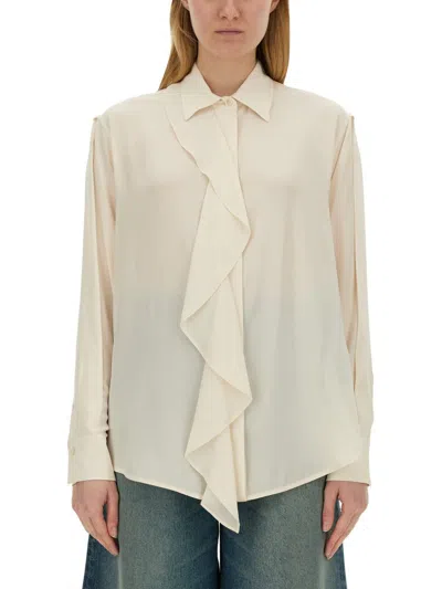 Shop Victoria Beckham Silk Shirt In Ivory