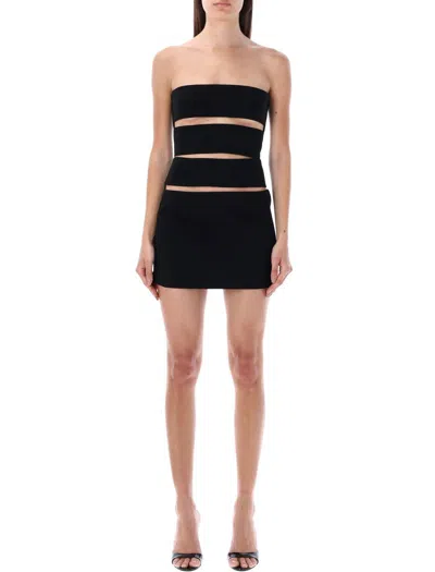 Shop Monot Strapless Cut-out Mini Dress In Black