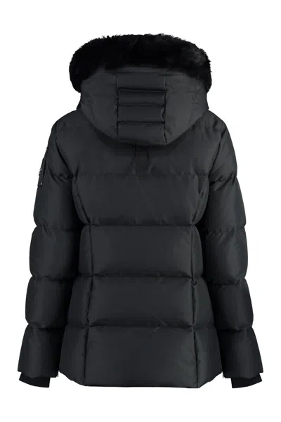 Shop Moose Knuckles Cloud 3q Hooded Techno Fabric Down Jacket In Black