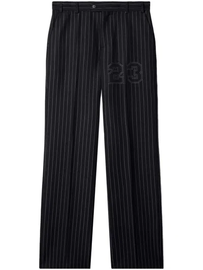 Shop Off-white 23 Logo Pinstripe Pants Clothing In Black
