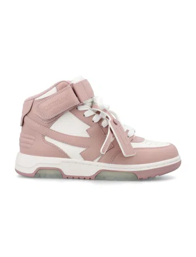 Shop Off-white Out Of Office Mid-top Calf Leather Sneakers In White/pink