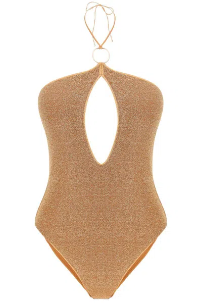 Shop Oseree Oséree Lurex One-piece Swimsuit In Gold