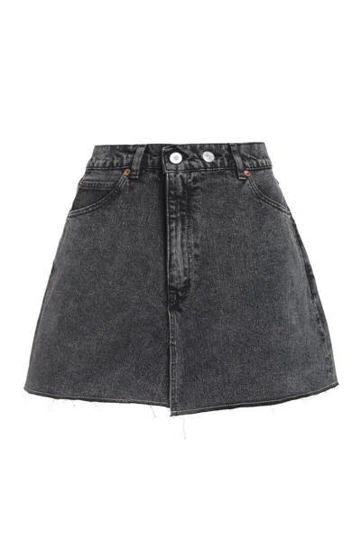 Our Legacy Cover Slit-hem Denim Mini Skirt In Grey