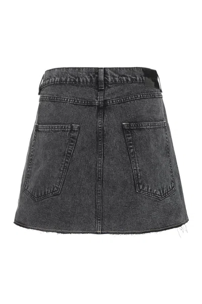 Our Legacy Cover Slit-hem Denim Mini Skirt In Grey