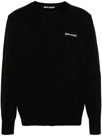 Shop Palm Angels Embroidered Logo Sweater Clothing In Black