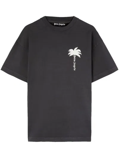 Shop Palm Angels Palm Tree T-shirt Clothing In Grey