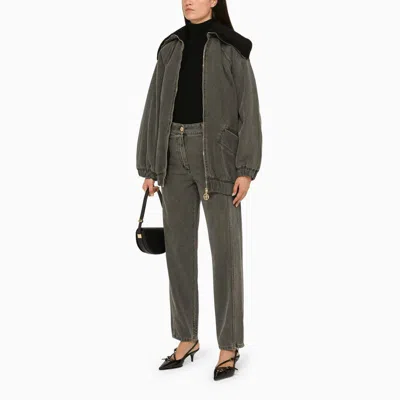 Shop Patou Anthracite Denim Jacket In Black