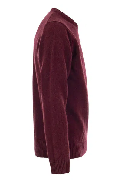Shop Paul & Shark Wool Crew Neck With Arm Patch In Bordeaux