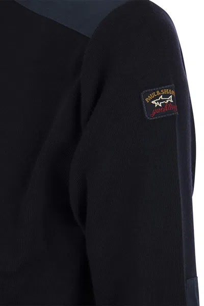 Shop Paul & Shark Wool Crew Neck With Iconic Badge In Navy