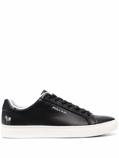 Shop Paul Smith Rex Leather Sneakers In Black