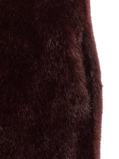Shop Philosophy Di Lorenzo Serafini Extra Long Faux Fur Vest In Bordeaux