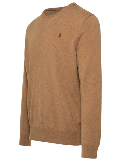 Shop Polo Ralph Lauren Beige Wool Sweater In Brown