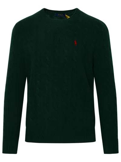 Shop Polo Ralph Lauren Green Cashmere Blend Braid Sweater
