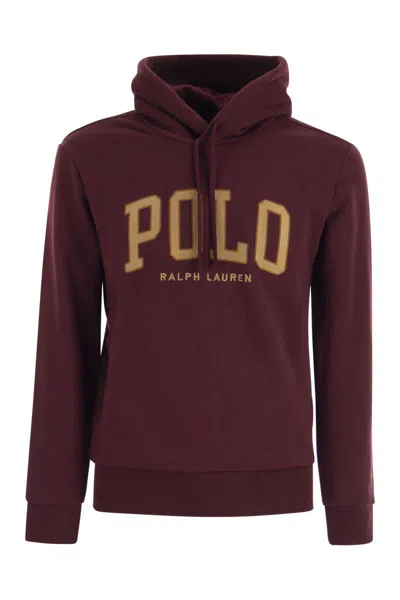 Shop Polo Ralph Lauren Rl Sweatshirt With Hood And Logo In Bordeaux