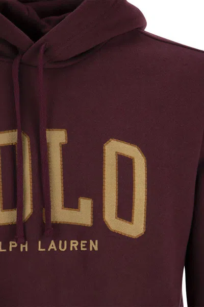 Shop Polo Ralph Lauren Rl Sweatshirt With Hood And Logo In Bordeaux