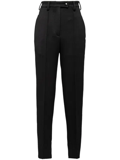 Shop Prada High-waist Skinny-cut Trousers In Nero