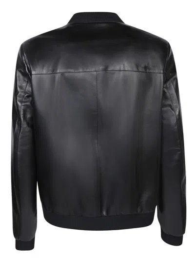 Prada Reversible Nappa Leather And Nylon Bomber Jacket In Black