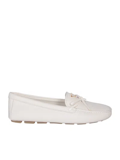 Prada Suede Driving Loafers In White
