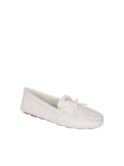 Prada Suede Driving Loafers In White