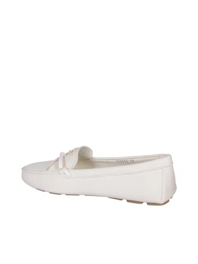 Prada Suede Driving Loafers In White