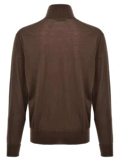 Shop Pt Torino Merino Turtleneck Sweater In Brown