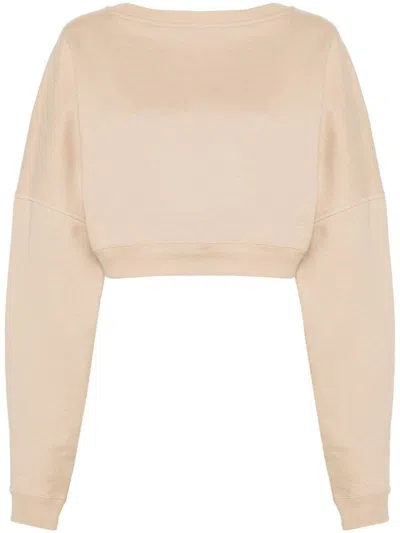 Shop Saint Laurent Crop Sweatshirt Clothing In Nude & Neutrals