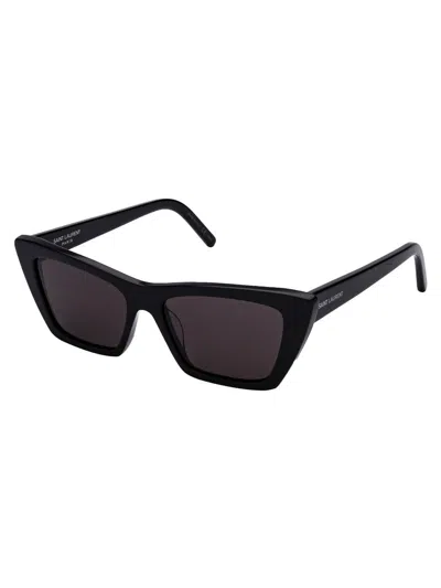 Shop Saint Laurent Sunglasses In 001 Black Black Grey