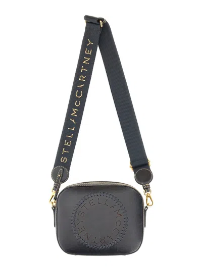 Shop Stella Mccartney Mini Camera Bag With Logo In Blue