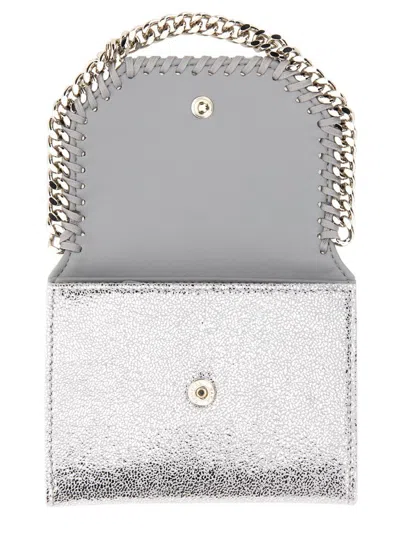 Shop Stella Mccartney Wallet With Shoulder Strap In Silver