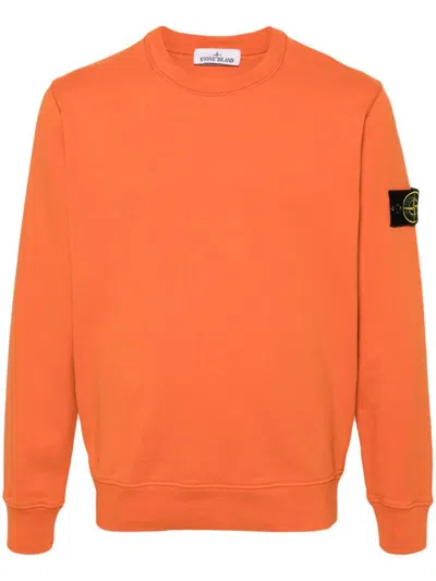 Shop Stone Island Crewneck Sweatshirt Clothing In Yellow & Orange