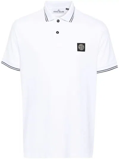 Shop Stone Island Polo With Strips Clothing In White