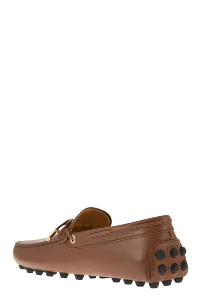 Tod's Brown Smooth Leather Loafers In Cognac