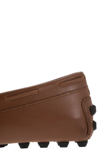 Tod's Brown Smooth Leather Loafers In Cognac