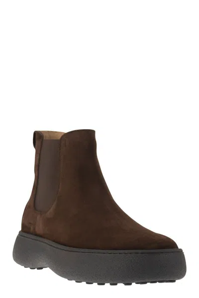 Shop Tod's Chelsea Boot  W. G. In Suede Leather In Brown