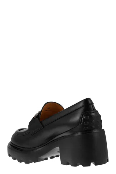 Shop Tod's High Leather Loafer In Black