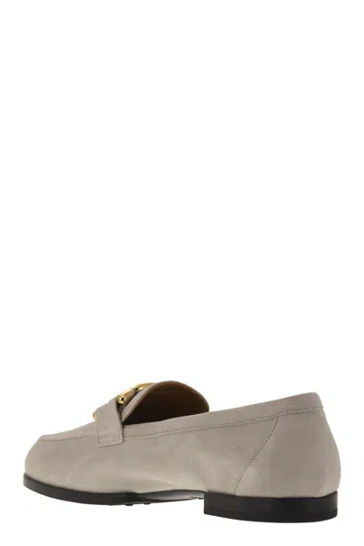 Shop Tod's Moccasin In Nubuck With Metal Chain In Grey