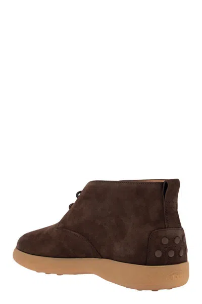 Shop Tod's Suede Leather Boots In Brown