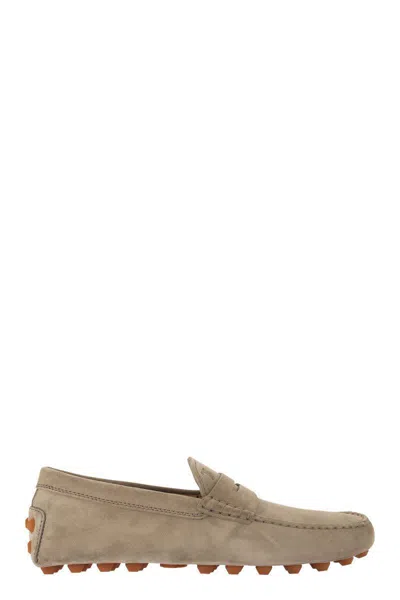 Shop Tod's Suede Moccasin Moccasin In Stone