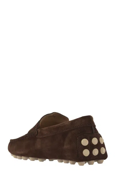 Shop Tod's Suede Moccasin Moccasin In Brown