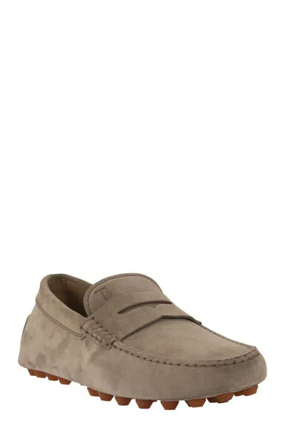 Shop Tod's Suede Moccasin Moccasin In Stone