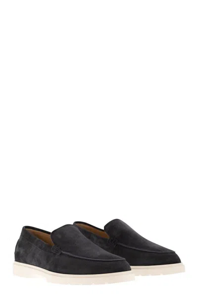Shop Tod's Suede Slipper Moccasin In Blue