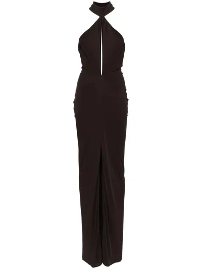 Shop Tom Ford High Neck Evening Dress Clothing In Brown