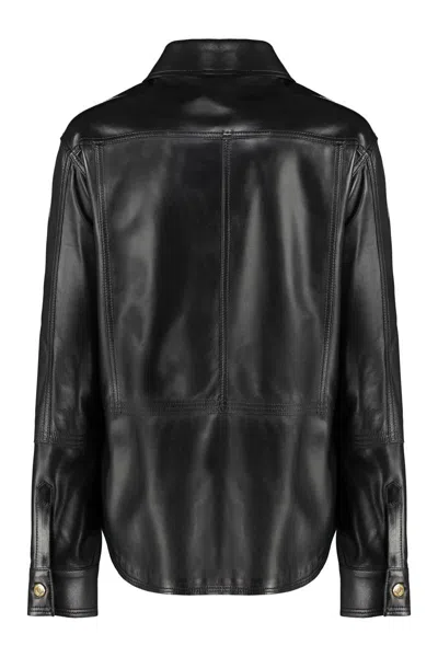 Shop Tom Ford Leather Overshirt In Black