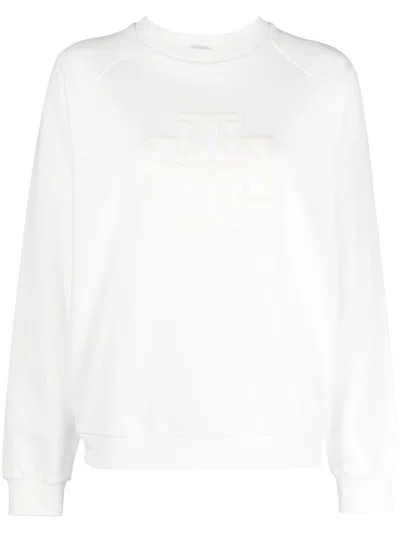 Shop Tory Burch Logo Sponged Cotton Sweatshirt In White