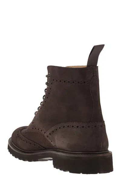 Shop Tricker's Stow - Suede Laced Boot In Coffee