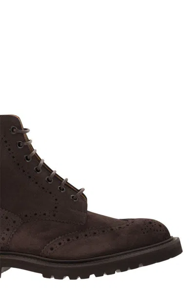 Shop Tricker's Stow - Suede Laced Boot In Coffee