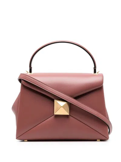 Shop Valentino Garavani One Stud Small Leather Handbag In Leather Brown