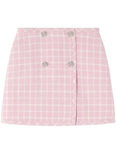 Shop Versace Check Skirt Clothing In Pink & Purple
